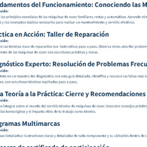 Curso Técnico de Reparación de Máquinas de Coser Curso Técnico de Reparación de Máquinas de Coser